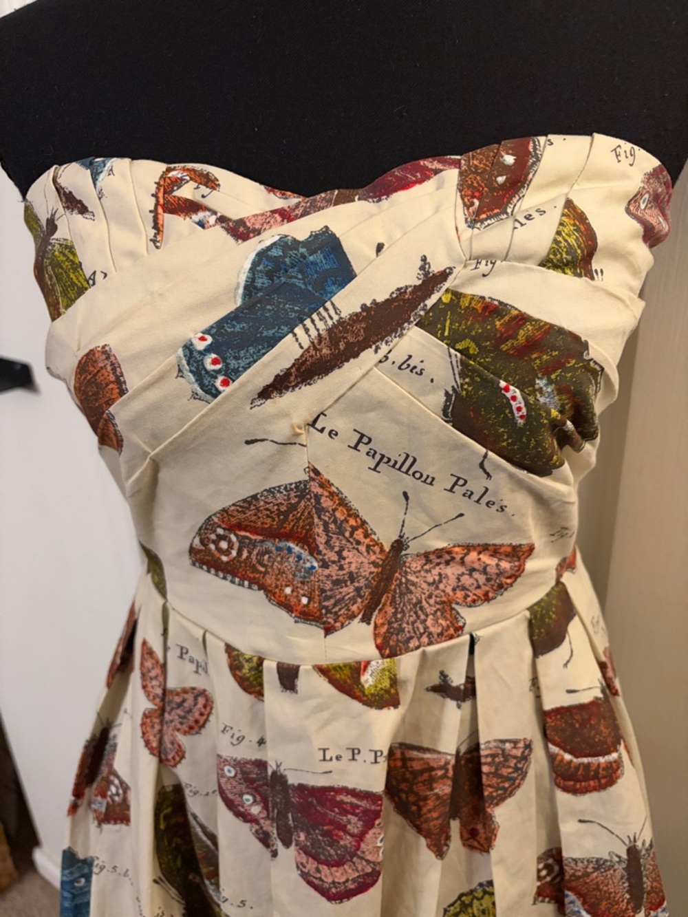 Maeve Cream Strapless Midi Dress with Multicolored Butterfly Print - Picture 4 of 8